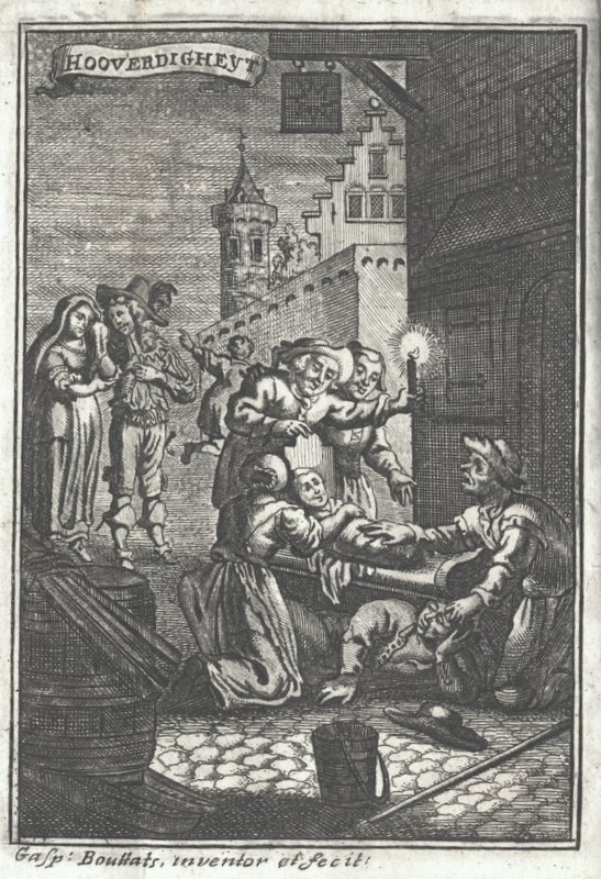 Gaspar Bouttats, fontispies bij Guilliam Ogier, De hooverdigheyt, 1682 (Privécollectie)