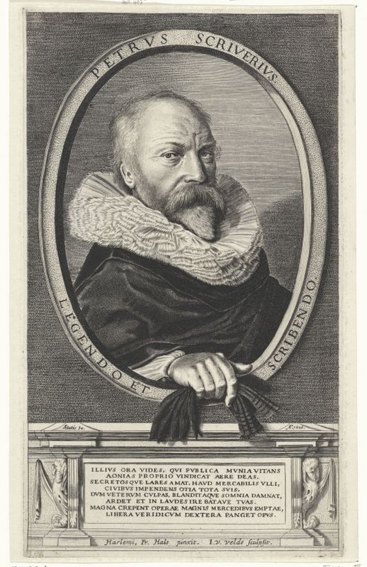 Portret van Petrus Scriverius naar Frans Hals, door J. van de Velde, ca. 1627 (Rijksmuseum) 