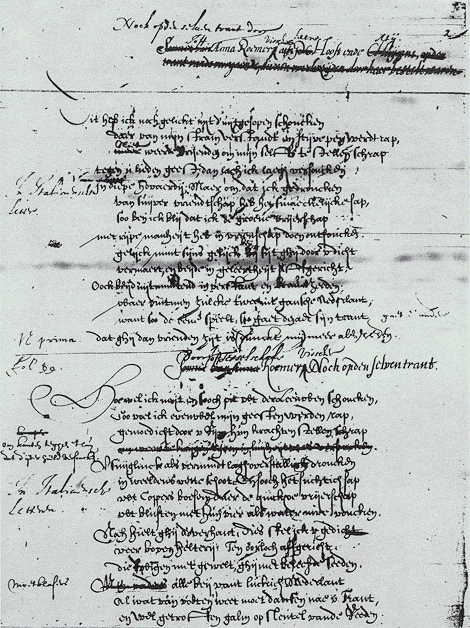 Het onderste gedicht is Tesselschade Visschers bijdrage aan de ‘Schonckensonnetten’ die vrienden van Huygens in 1621 voor hem schreven als aanmoediging voor zijn diplomatieke reis naar Engeland. Het bovenste gedicht is het schonkensonnet van haar zus Anna. 