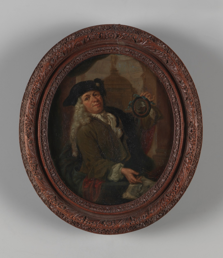 Portret van Arnoud van Halen, naar Christoffel Lubienietski, door Arnoud van Halen (ca. 1725). Rijksmuseum. 